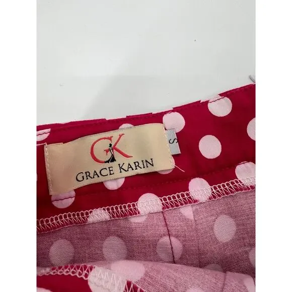 Grace Karin Polka Dot Peplum Pencil Skirt Retro Pin Up Ruffle Waist Size S - Picture 5 of 6